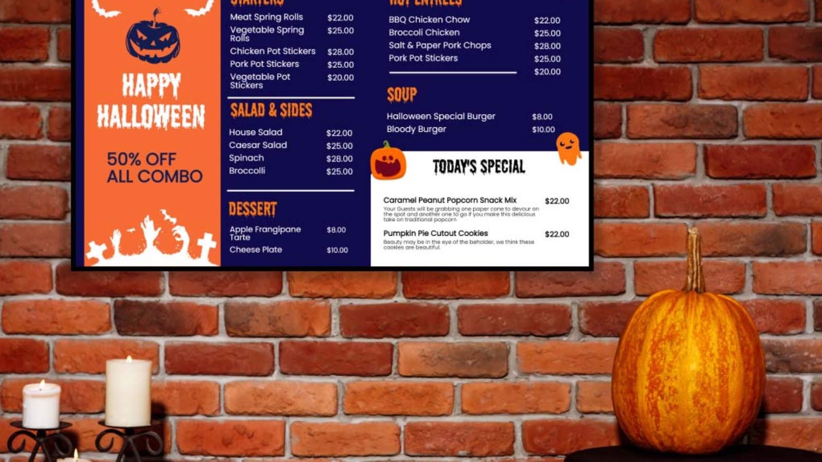 restaurant digital signage tv menu