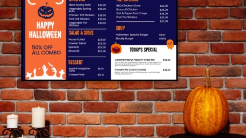 restaurant digital signage tv menu