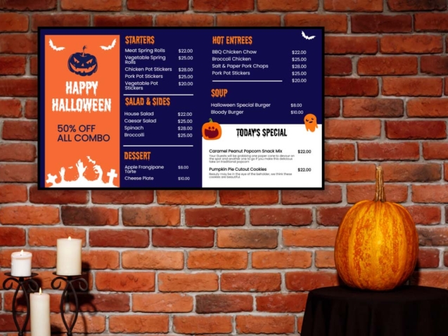 restaurant digital signage tv menu
